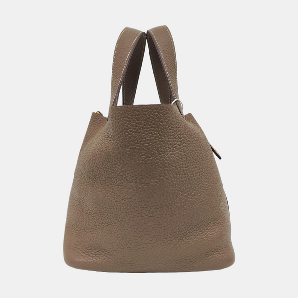 Authenticated pre-owned  Picotin Lock 18 Clemence Grey - Bucket Bag at Looply