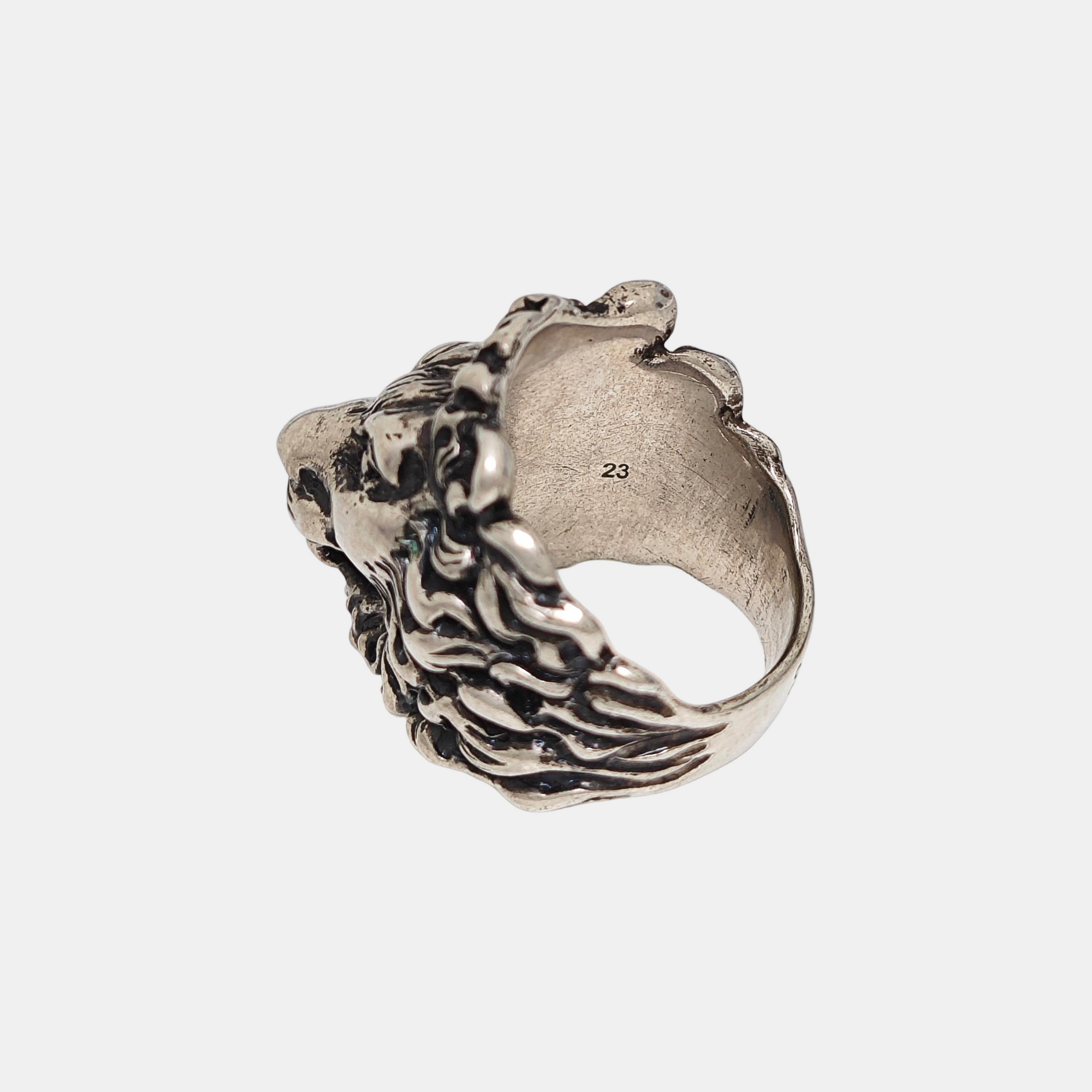 Lion Head Metal Silver Ring HK 23