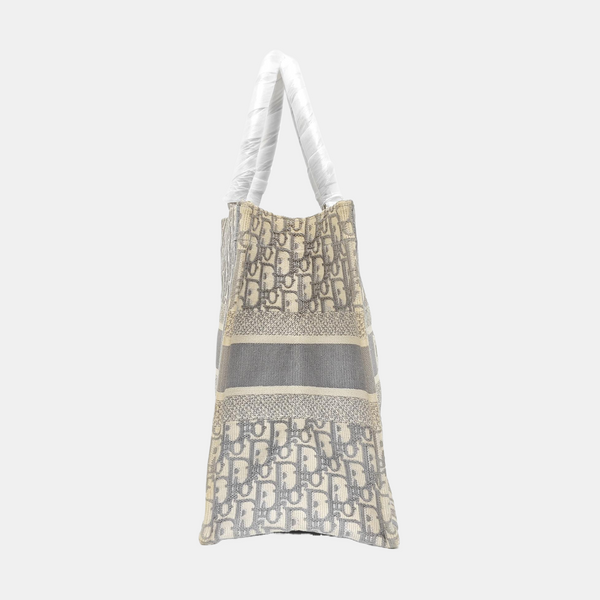 Book Tote Medium Oblique Canvas White