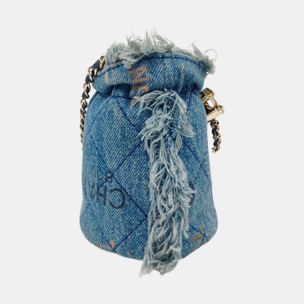 DRAWSTRING Mini Quilted Denim Blue