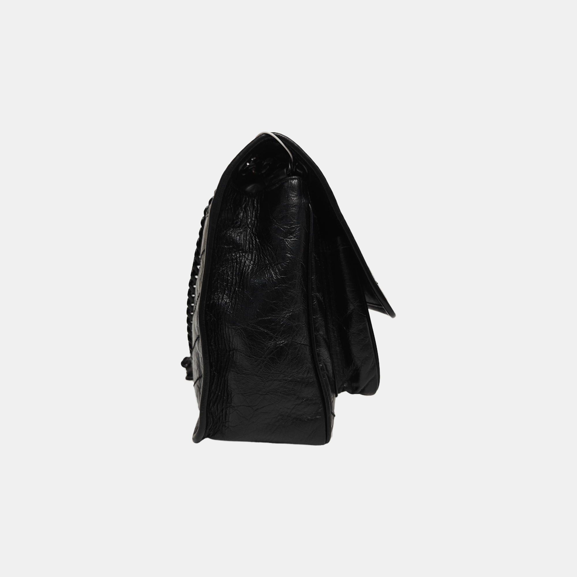 NIKI Medium Chevron Calfskin Black