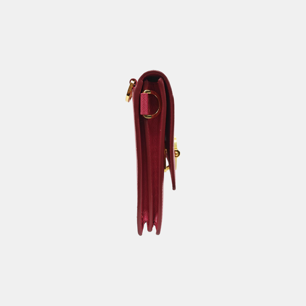 Saffiano Calfskin Shoulder Bag Mini Red