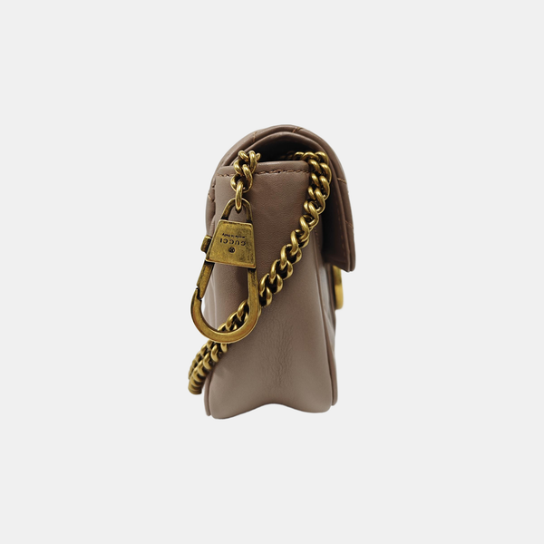 GG Marmont Mini Quilted Calfskin Beige