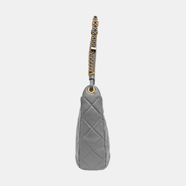 Quilted Lambskin Top Handle Bag Gray