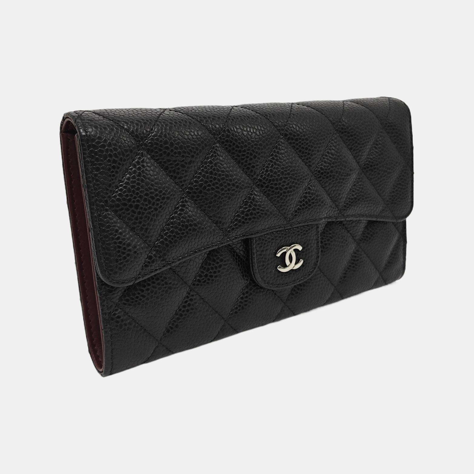 CLASSIC FLAP Mini Quilted Grained Calfskin Black Wallet