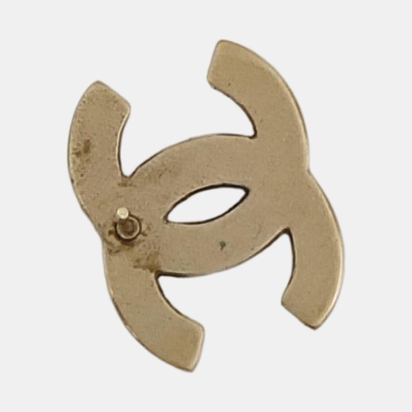CC Logo Metal Gold Stud Earrings