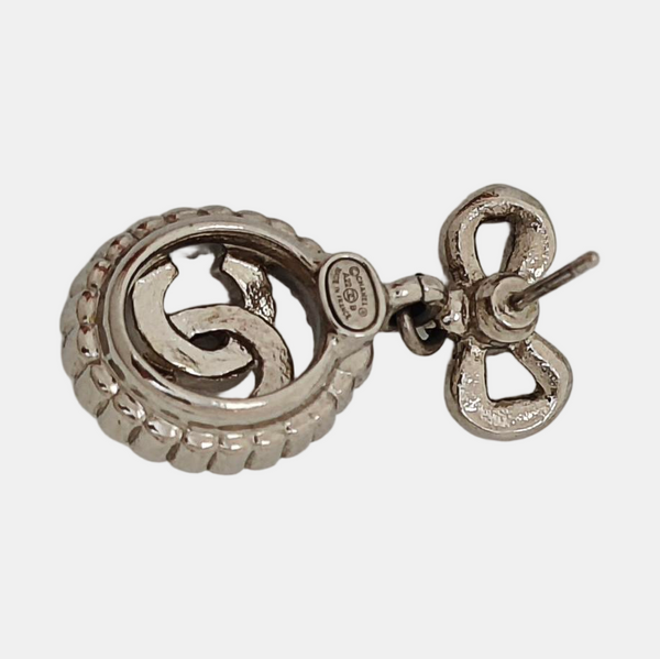 CC Logo Metal Silver Stud Earrings