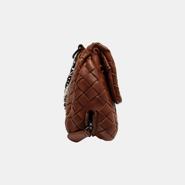 Lambskin Shoulder Bag Brown