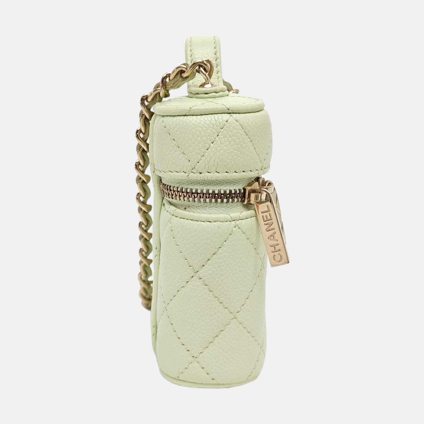 VANITY CASE Mini Quilted Grained Calfskin Green