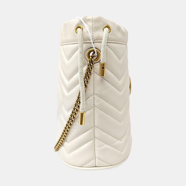 GG Marmont Mini Quilted Calfskin White
