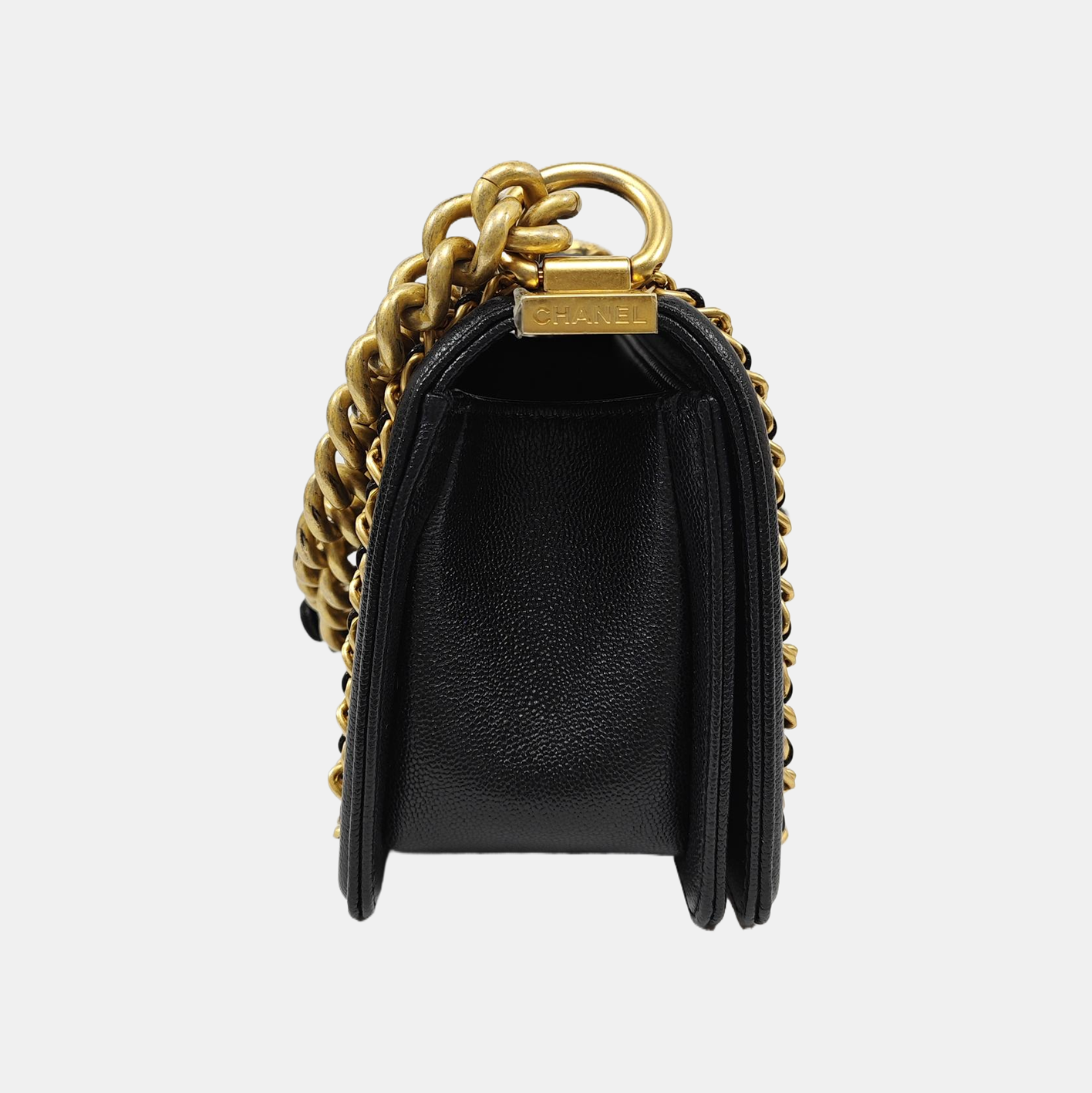 BOY CHANEL Mini Quilted Grained Calfskin Black