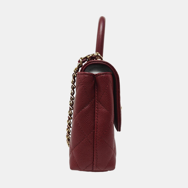 COCO HANDLE Quilted Grained Calfskin Red