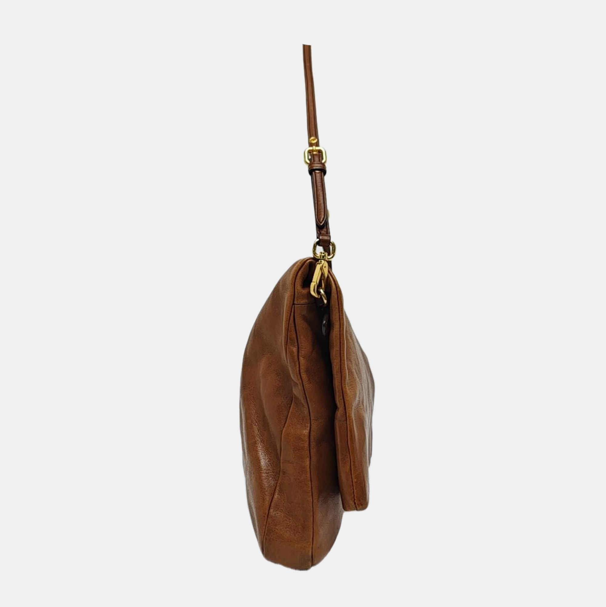 Calfskin Shoulder Bag Brown