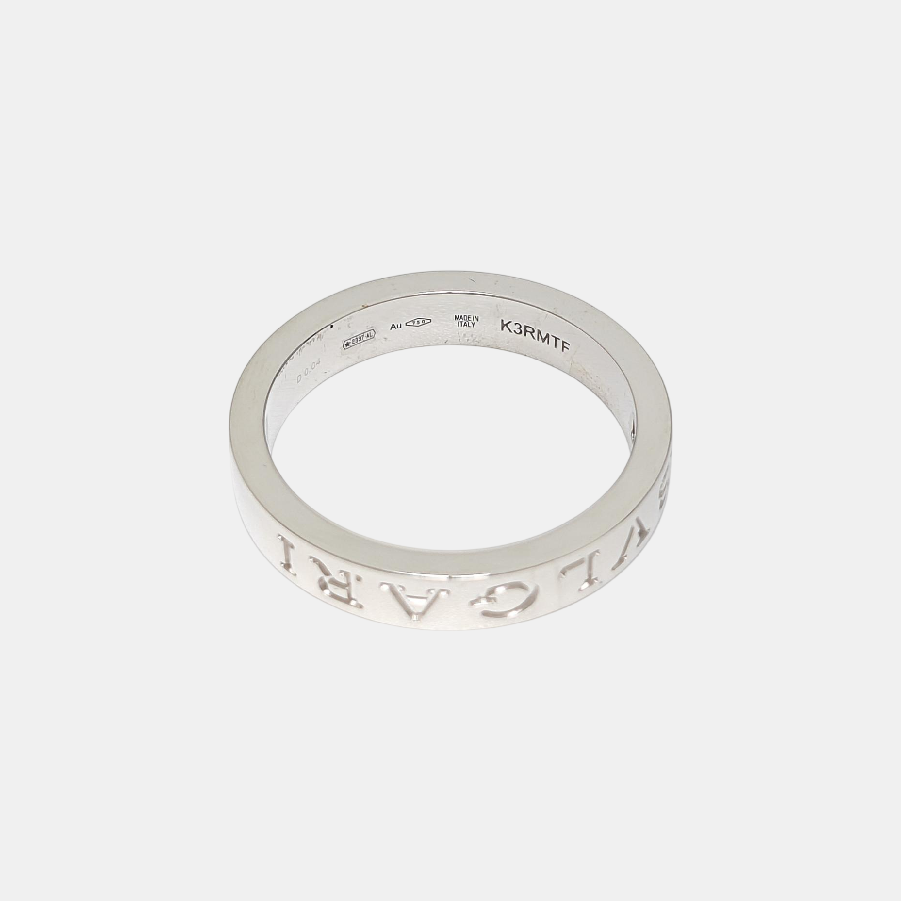 B.ZERO1 18k White Gold Silver Ring EU 60