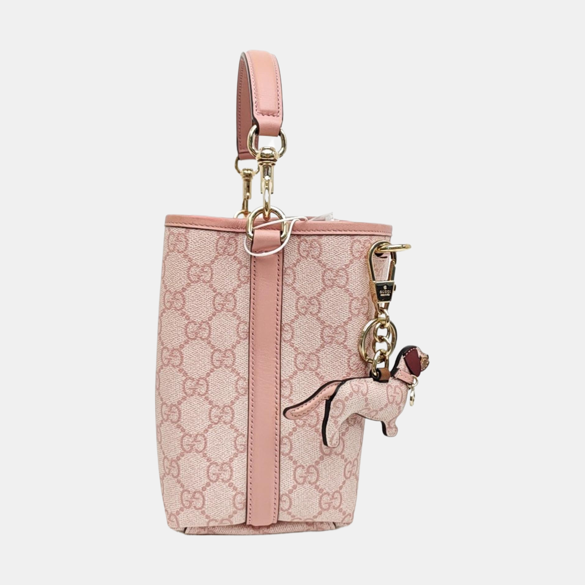 GG Emblem Small Monogram Coated Canvas Pink