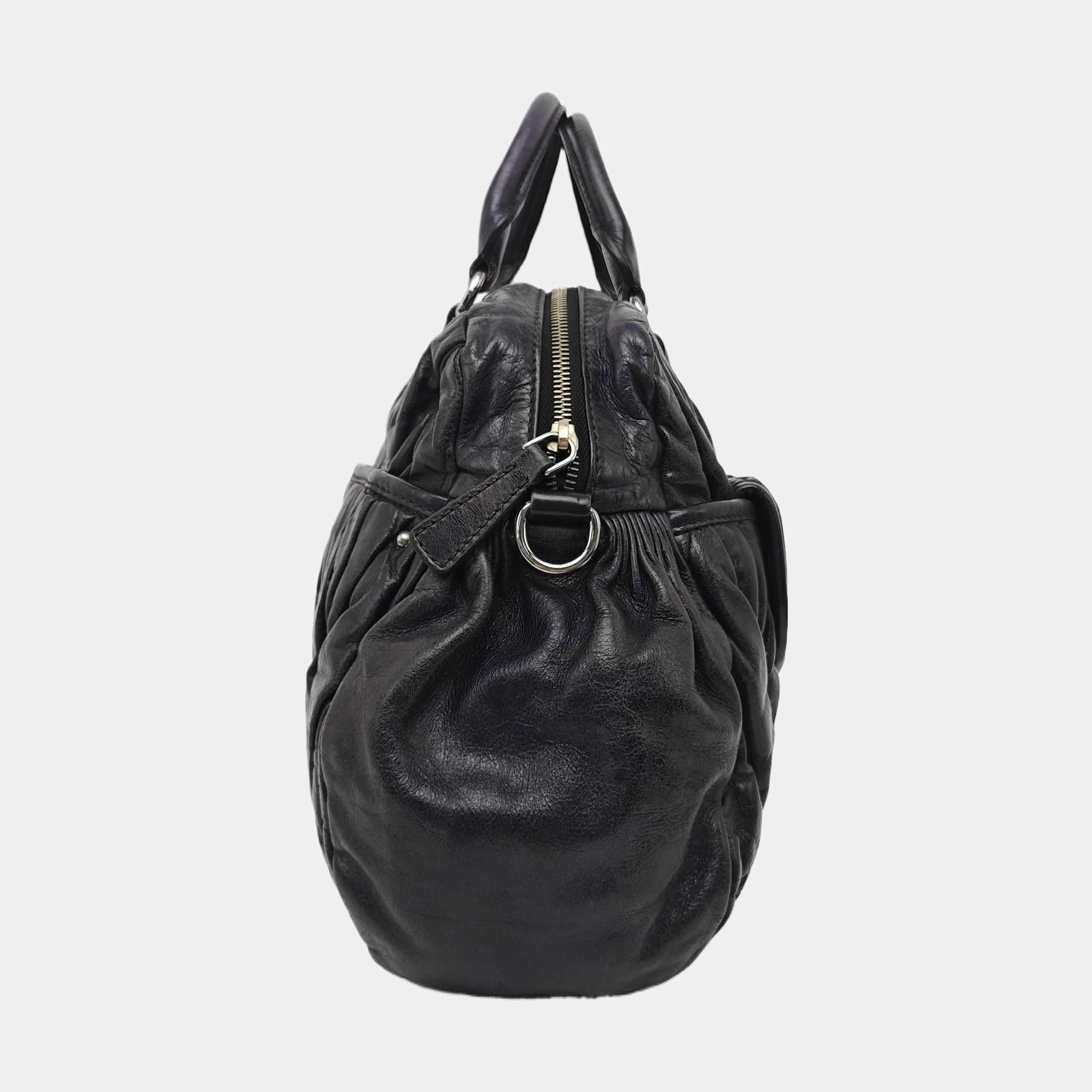 Quilted Lambskin Top Handle Bag Blue