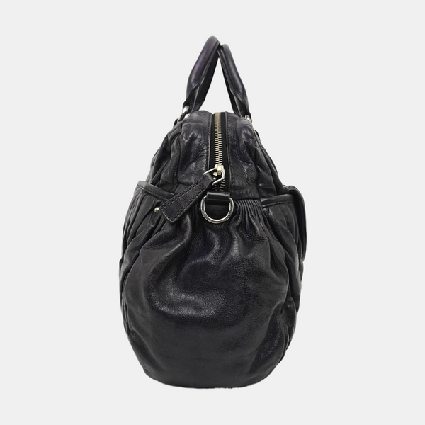 Quilted Lambskin Top Handle Bag Blue