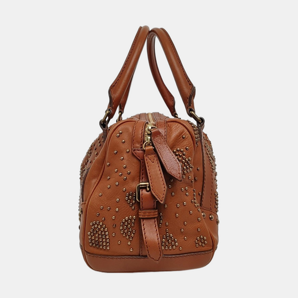 Calfskin Top Handle Bag Brown