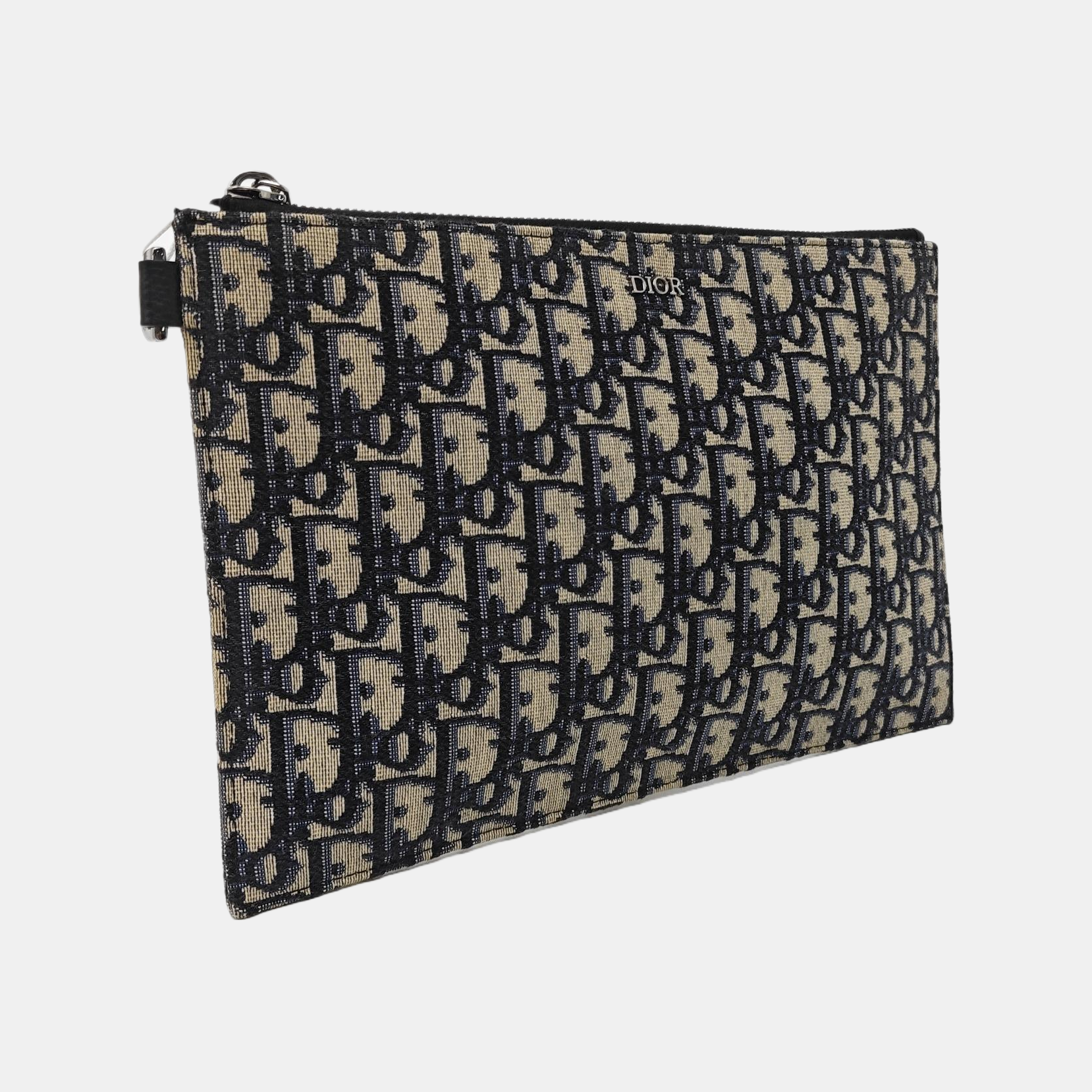 Oblique Canvas Clutch Blue
