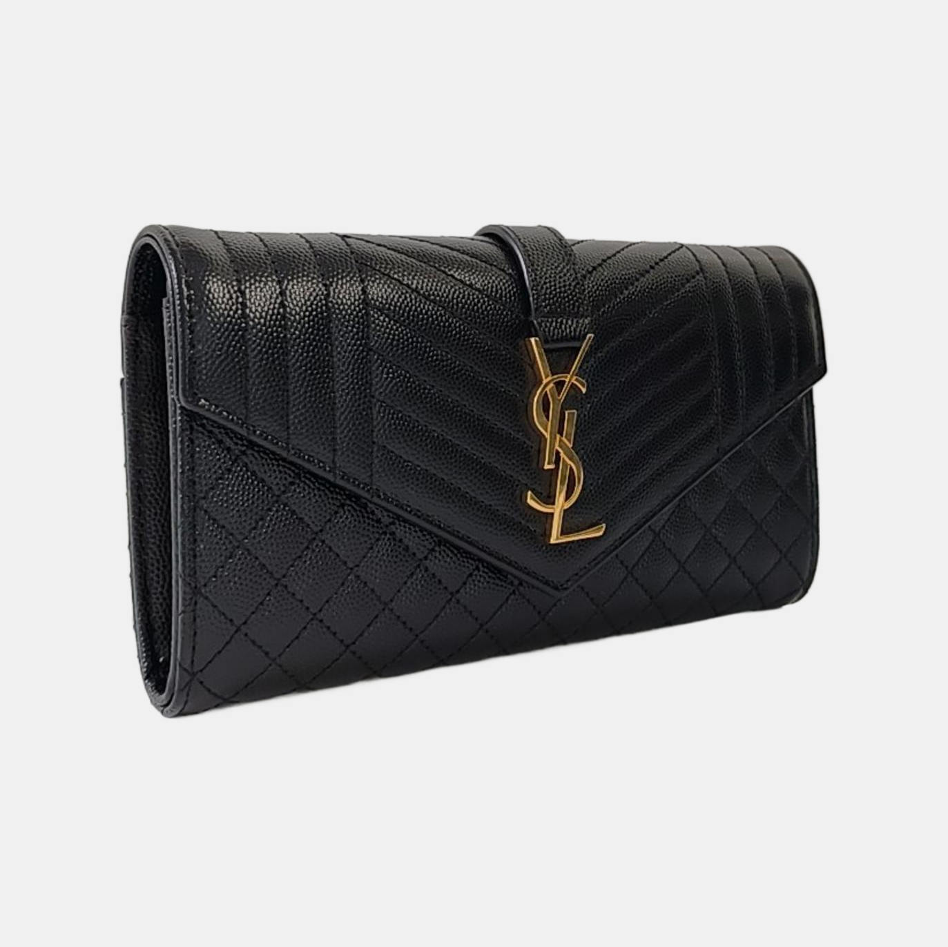 Chevron Calfskin Wallet Large Black