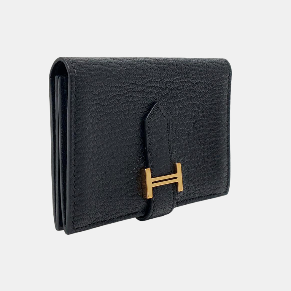 Bearn Mini Lambskin Black Card Holder