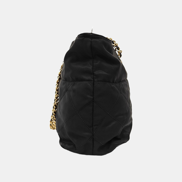 Chain Tote Quilted Nylon Black
