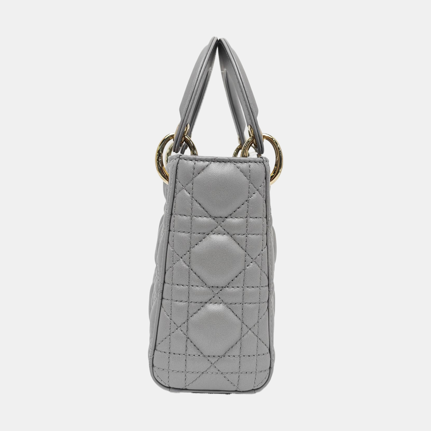 Lady Dior Mini Cannage Lambskin Gray