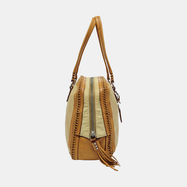 Fabric Top Handle Bag Beige