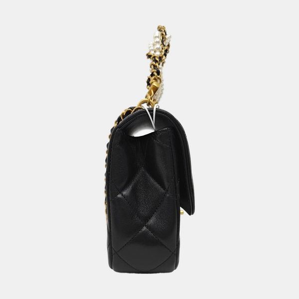 Quilted Lambskin Shoulder Bag Black