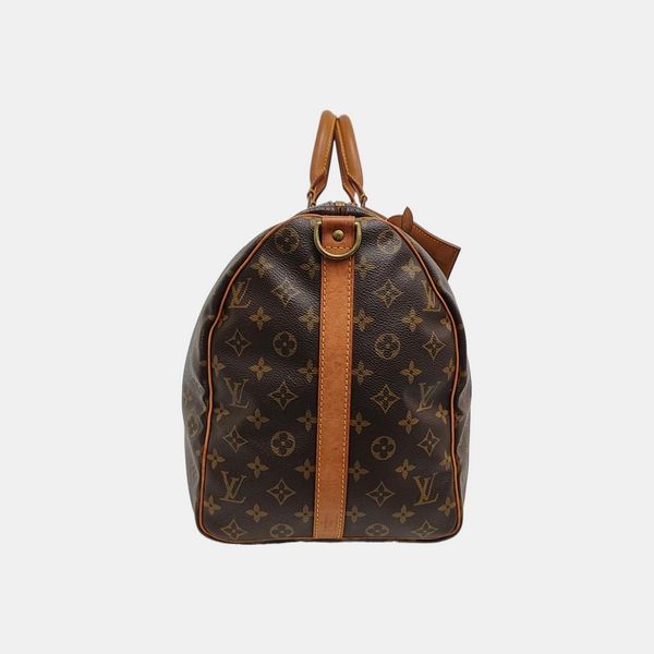 KEEPALL 60 Monogram Coated Canvas Brown