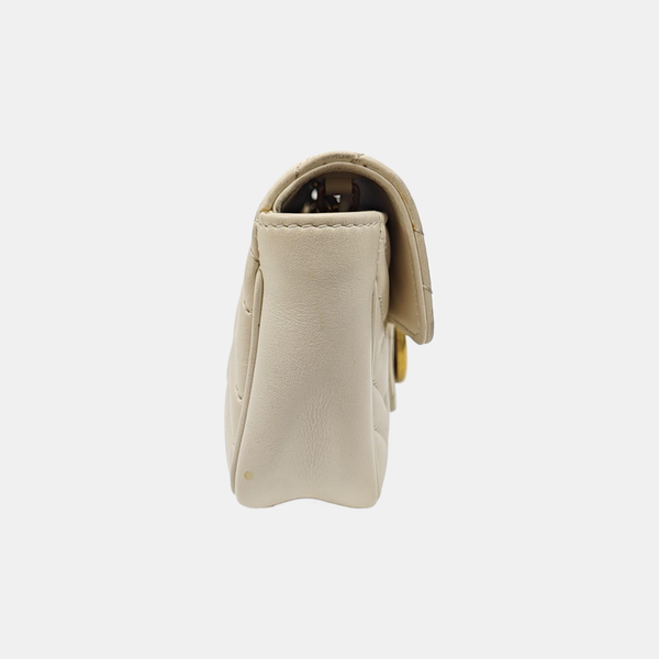 GG Marmont Mini Quilted Calfskin White