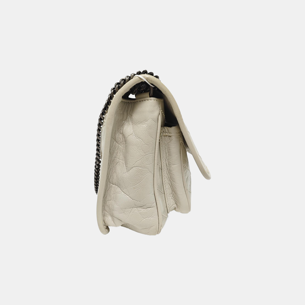 NIKI Small Chevron Calfskin White