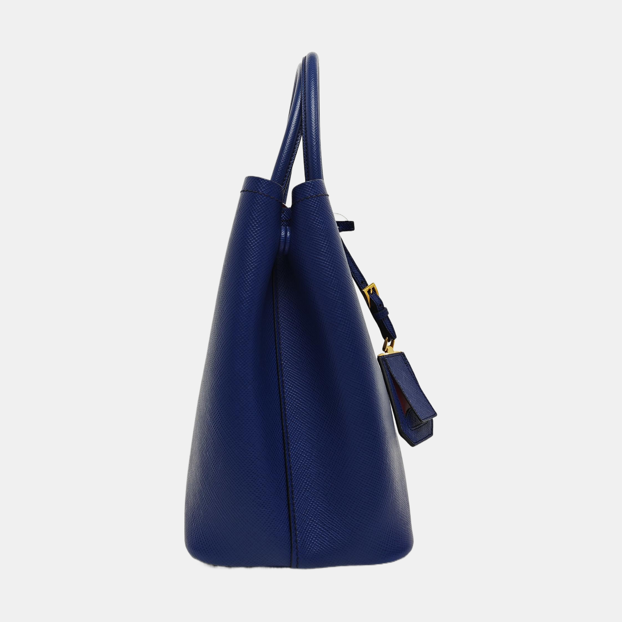 Double Medium Saffiano Calfskin Blue