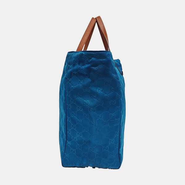 Monogram Nylon Tote Bag Blue