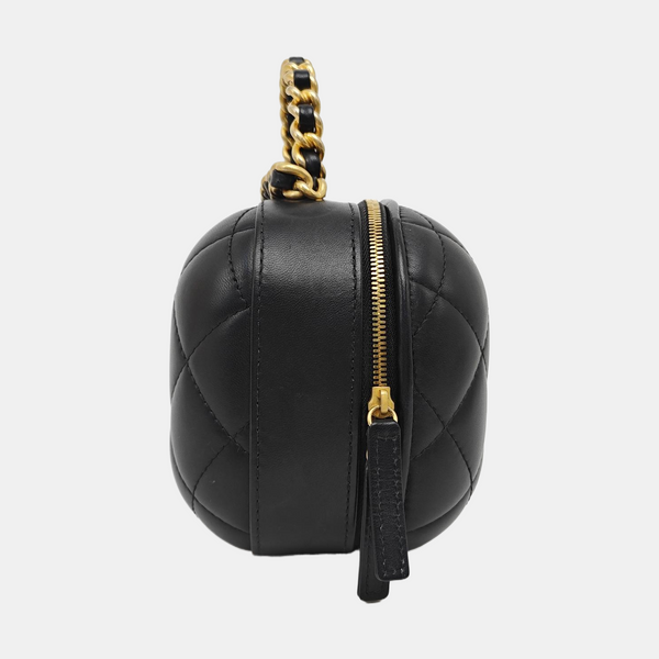 Quilted Lambskin Shoulder Bag Black
