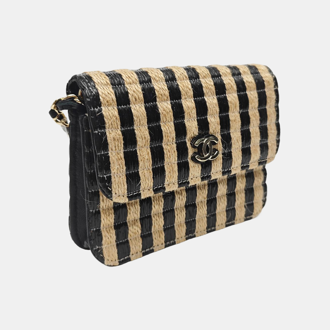 Quilted Straw Shoulder Bag Multicolor