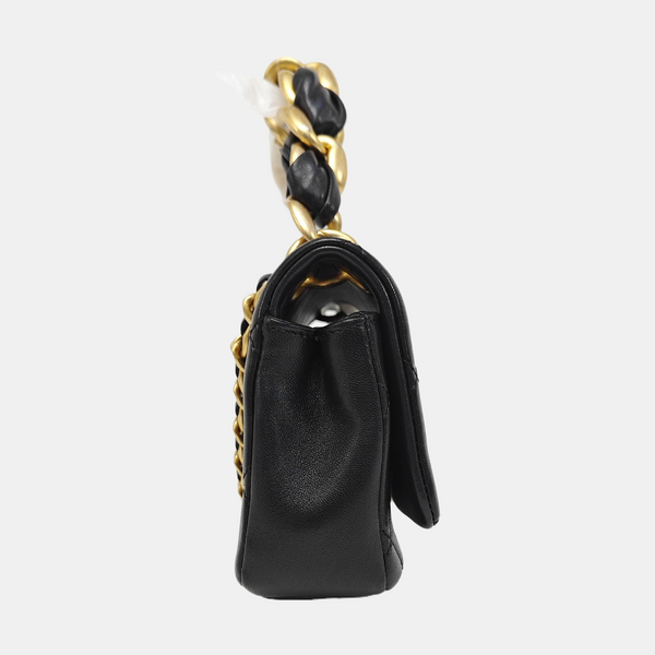 TWO TONE CHAIN HANDLE Quilted Calfskin Black