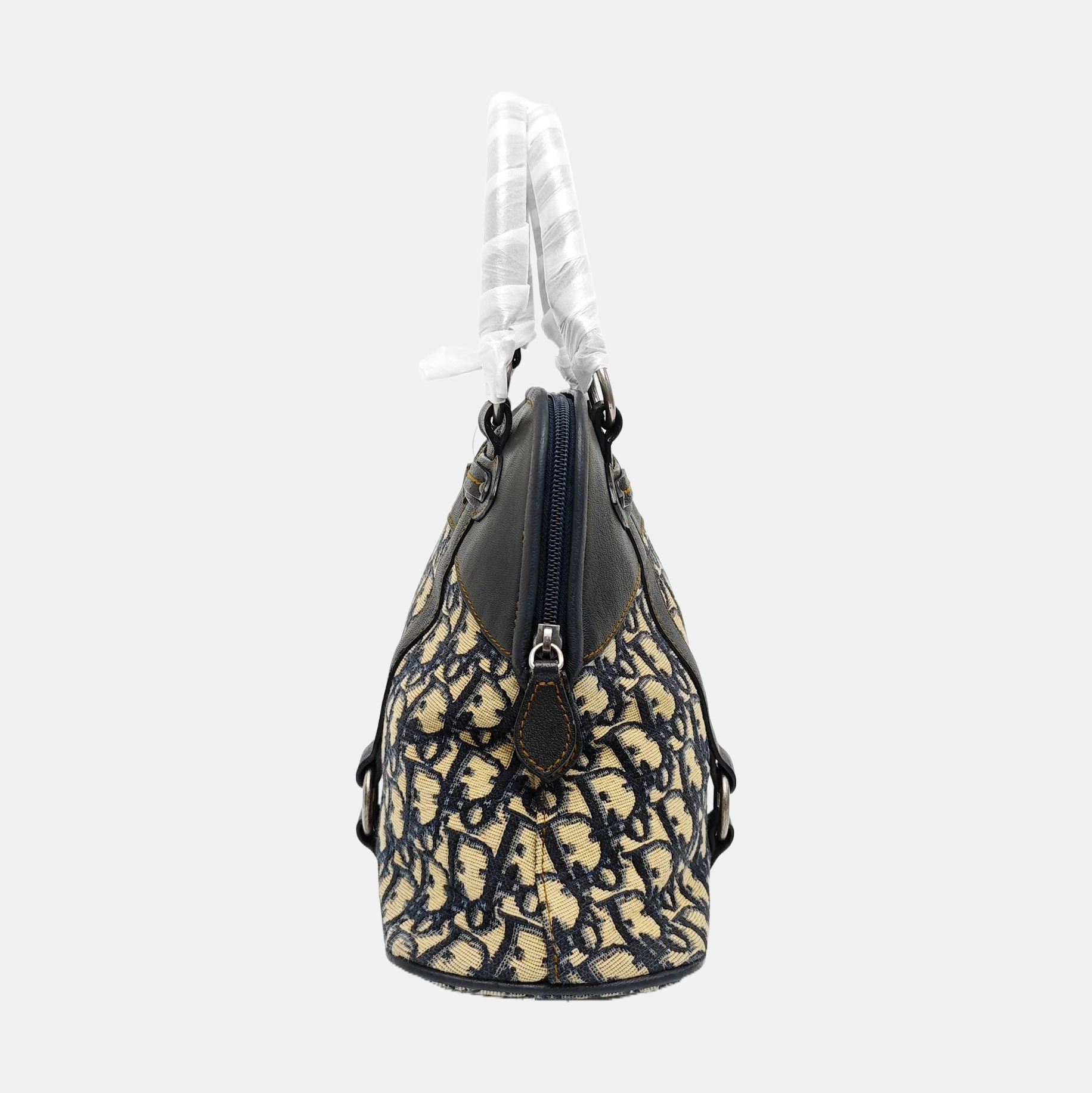 Oblique Canvas Top Handle Bag Beige