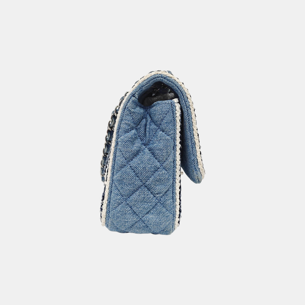 CLASSIC FLAP Small Quilted Denim Blue