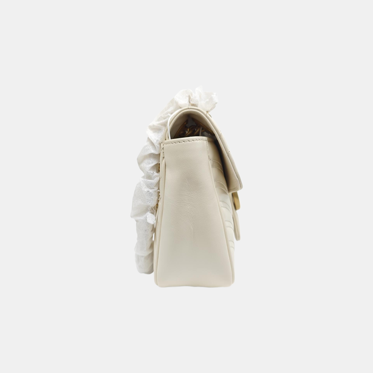 GG Marmont Medium Quilted Calfskin White