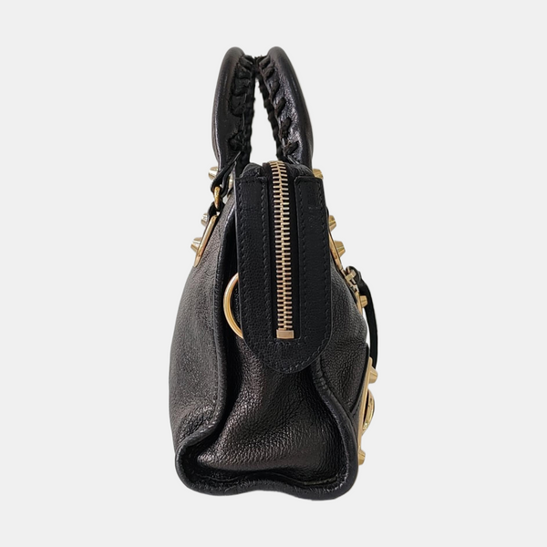 Classic Metallic Edge City Mini Lambskin Black