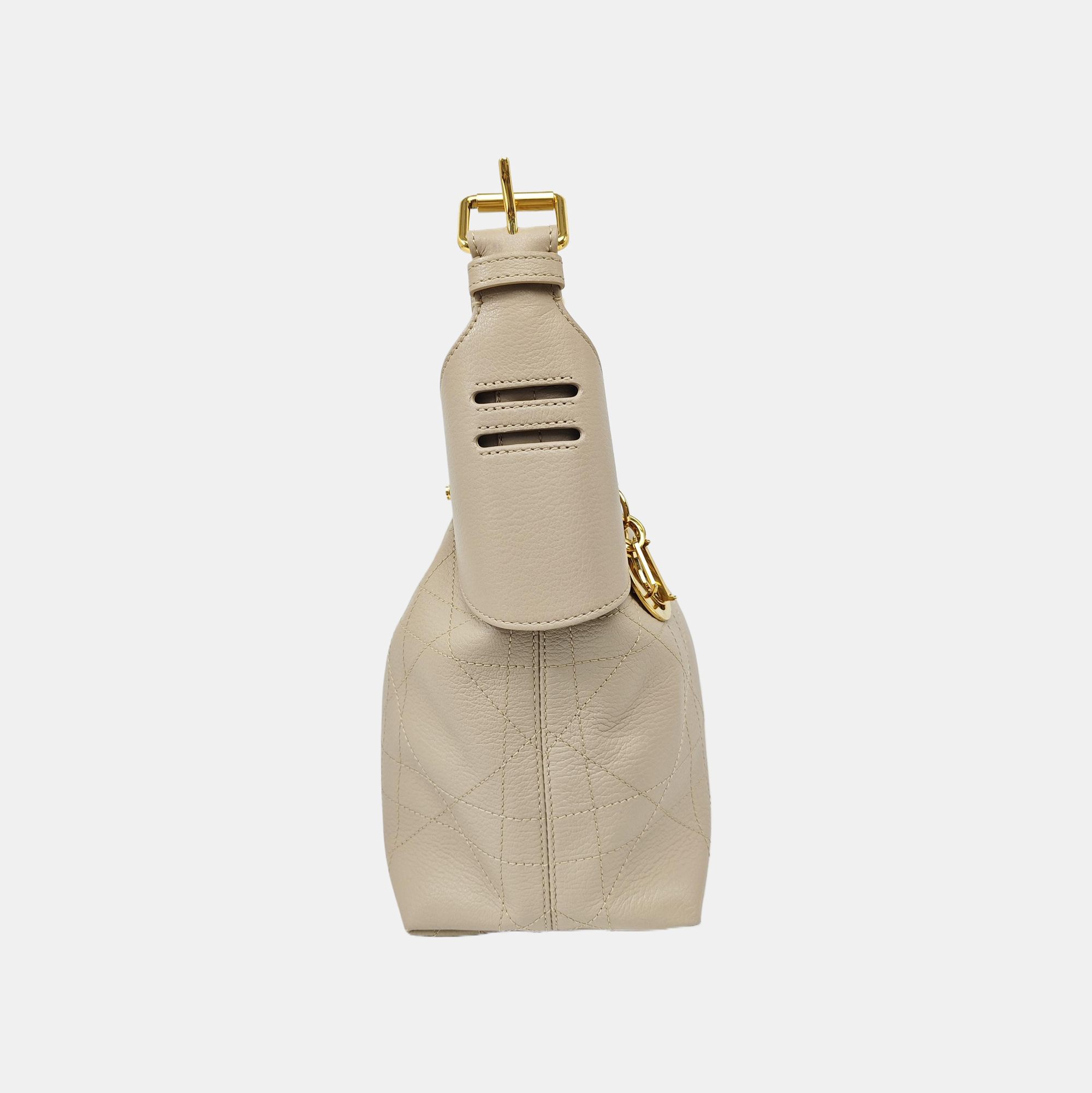 Cannage Calfskin Shoulder Bag Medium Beige