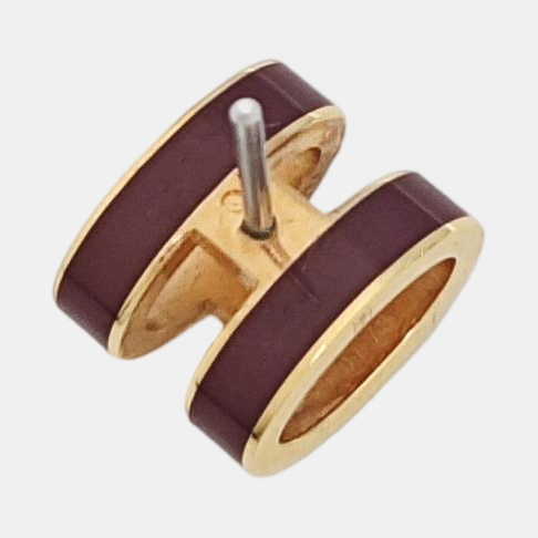 Pop H Metal Red Stud Earrings