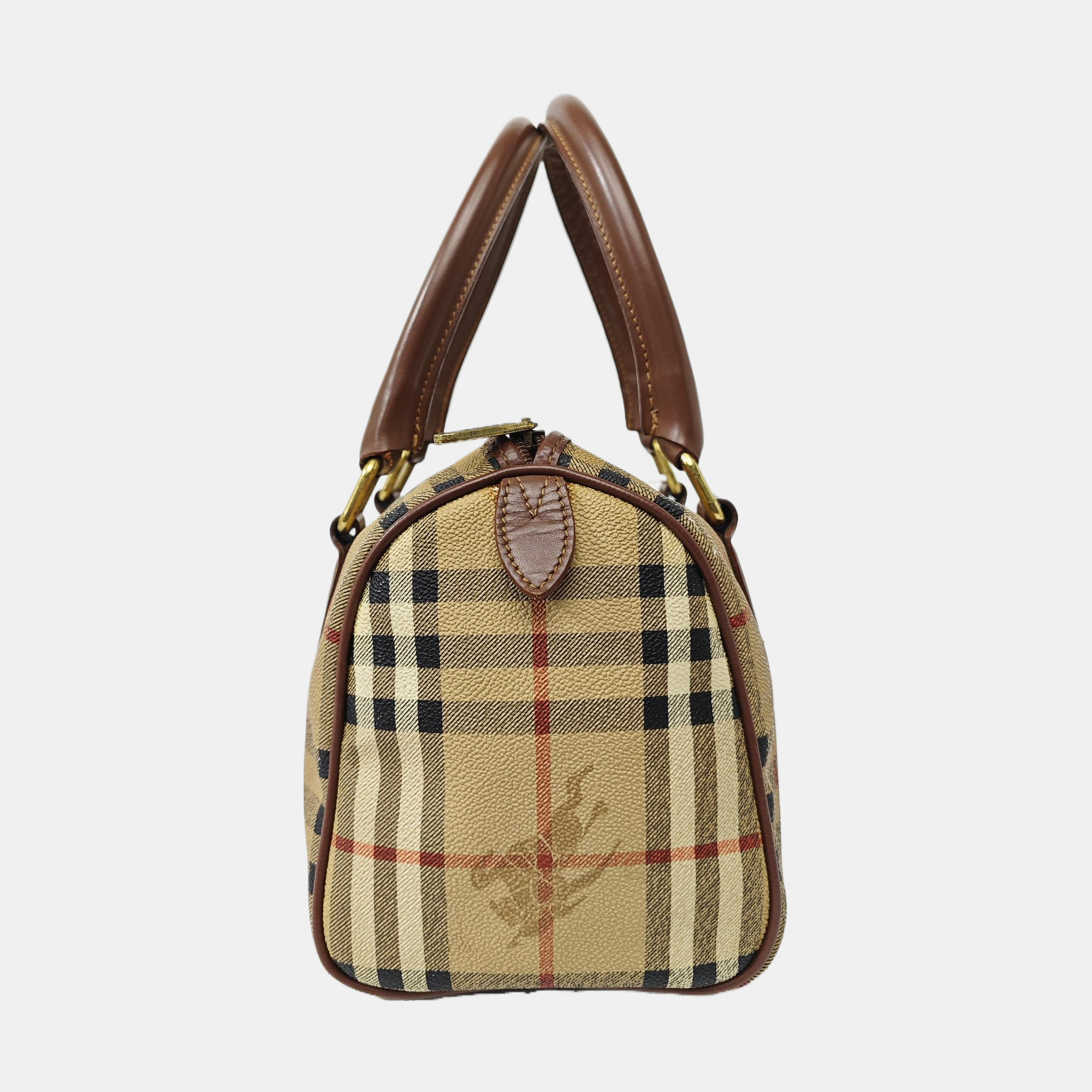 Coated Canvas Top Handle Bag Beige