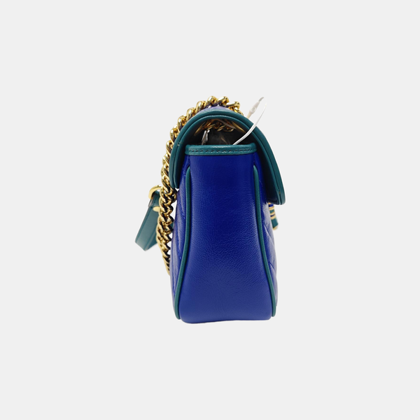 GG Marmont Medium Quilted Calfskin Blue