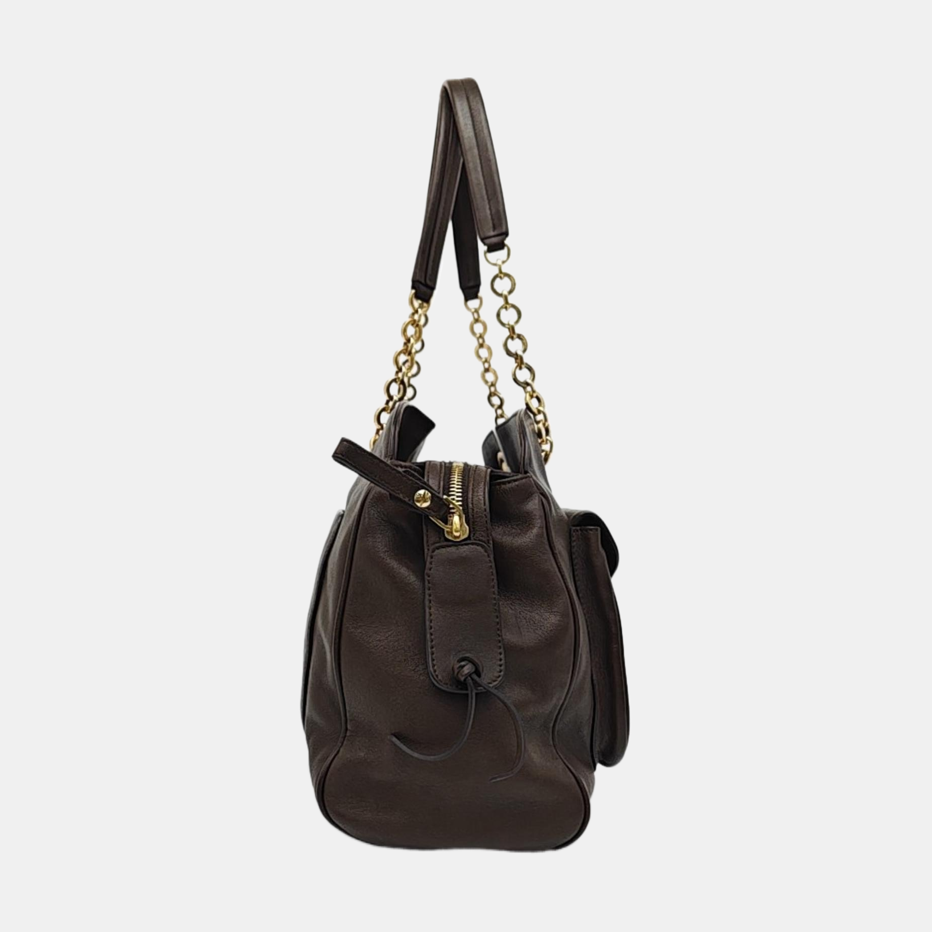 Calfskin Top Handle Bag Brown