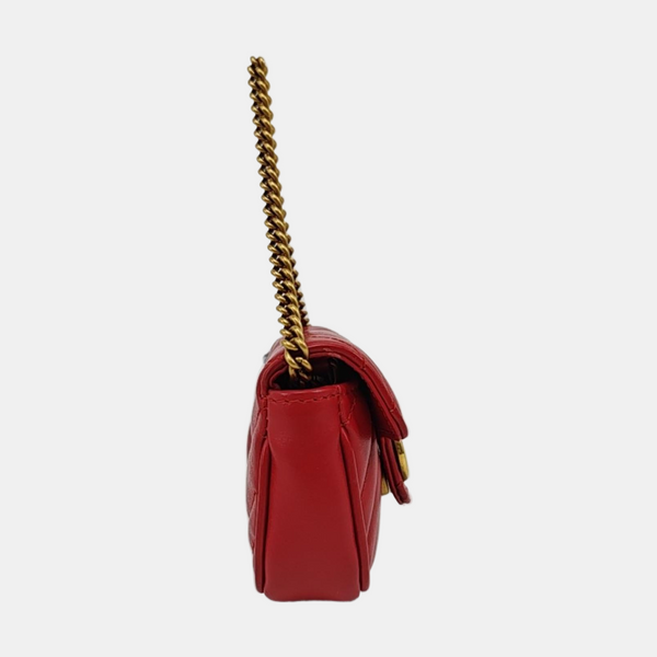 GG Marmont Super Mini Quilted Calfskin Red
