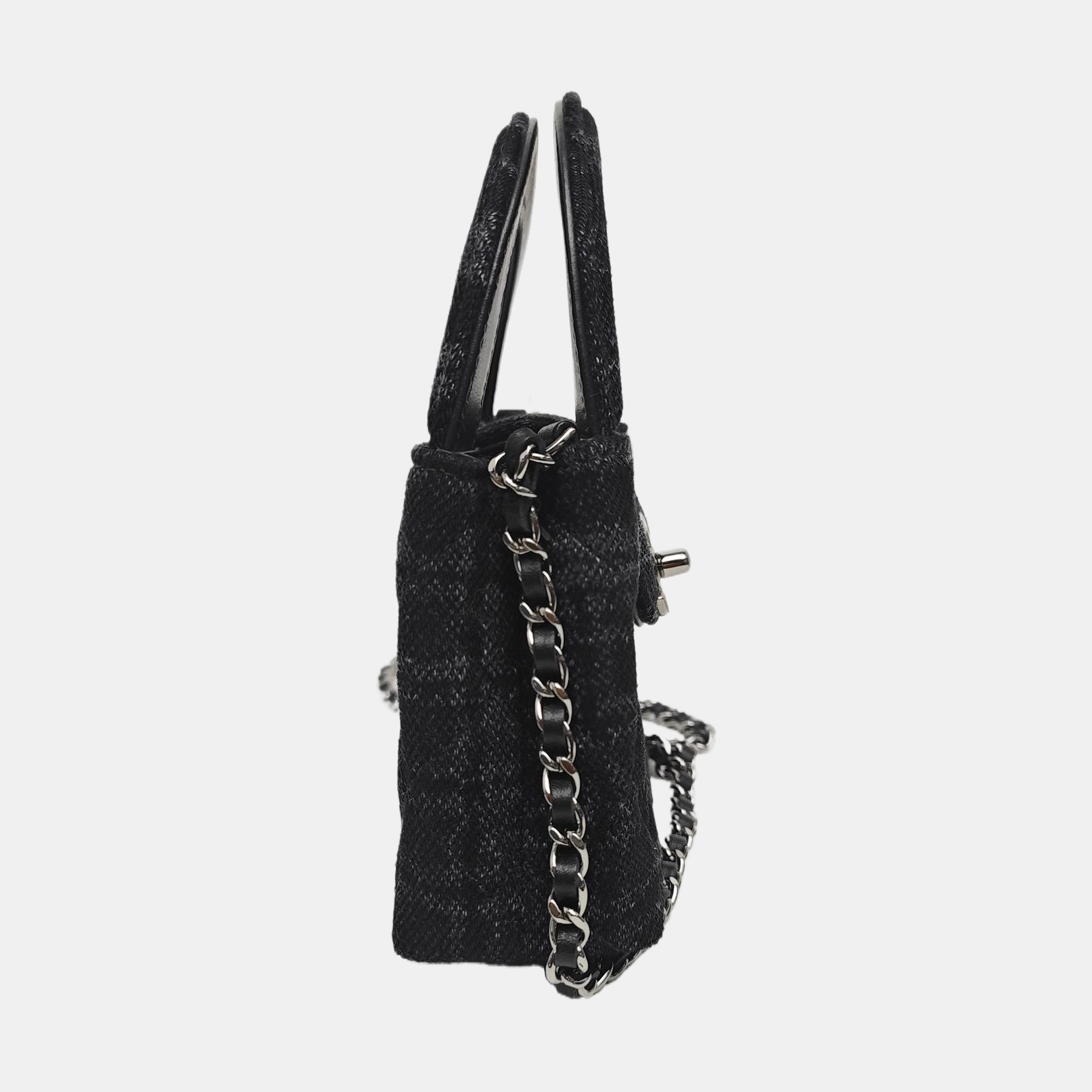 Quilted Fabric Crossbody Bag Black