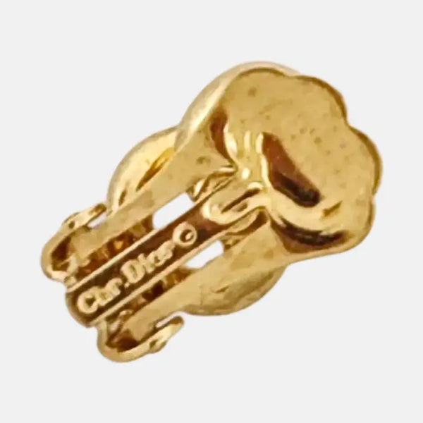 Twist Round Metal Gold Clip On Earrings