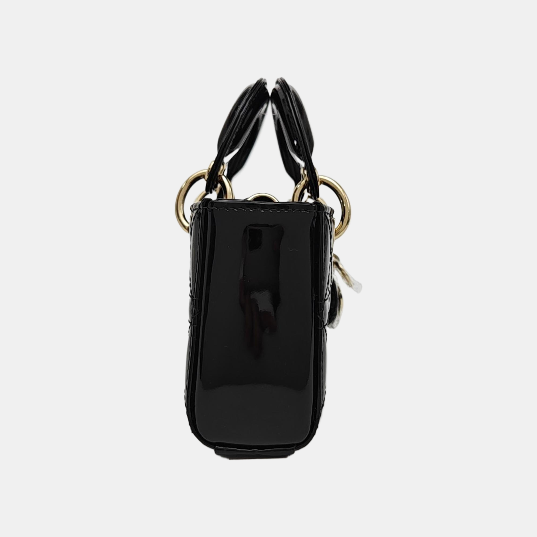 Lady Dior Super Mini Cannage Patent Leather Black